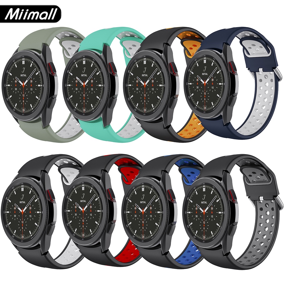 ภาพหน้าปกสินค้าMiimall Samsung Galaxy Watch 4 44mm 40mm/Watch 4 Classic 46mm 42mm Strap,Soft Silicone Replacement Sport Strap for Galaxy Watch 4