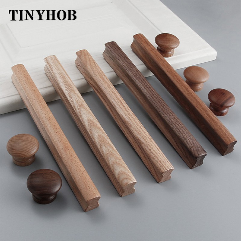 Natural Wood Furniture Handle Kitchen Door Handles Drawer Pulls