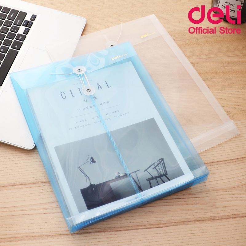 deli-5511-file-bag-ซองเอกสารใส-แบบมีเชือก-ขนาด-a4-คละสี-1-ชิ้น-แฟ้ม-เครื่องเขียน-ซองเอกสาร-แฟ้มใส-อุปกรณ์การเรียน