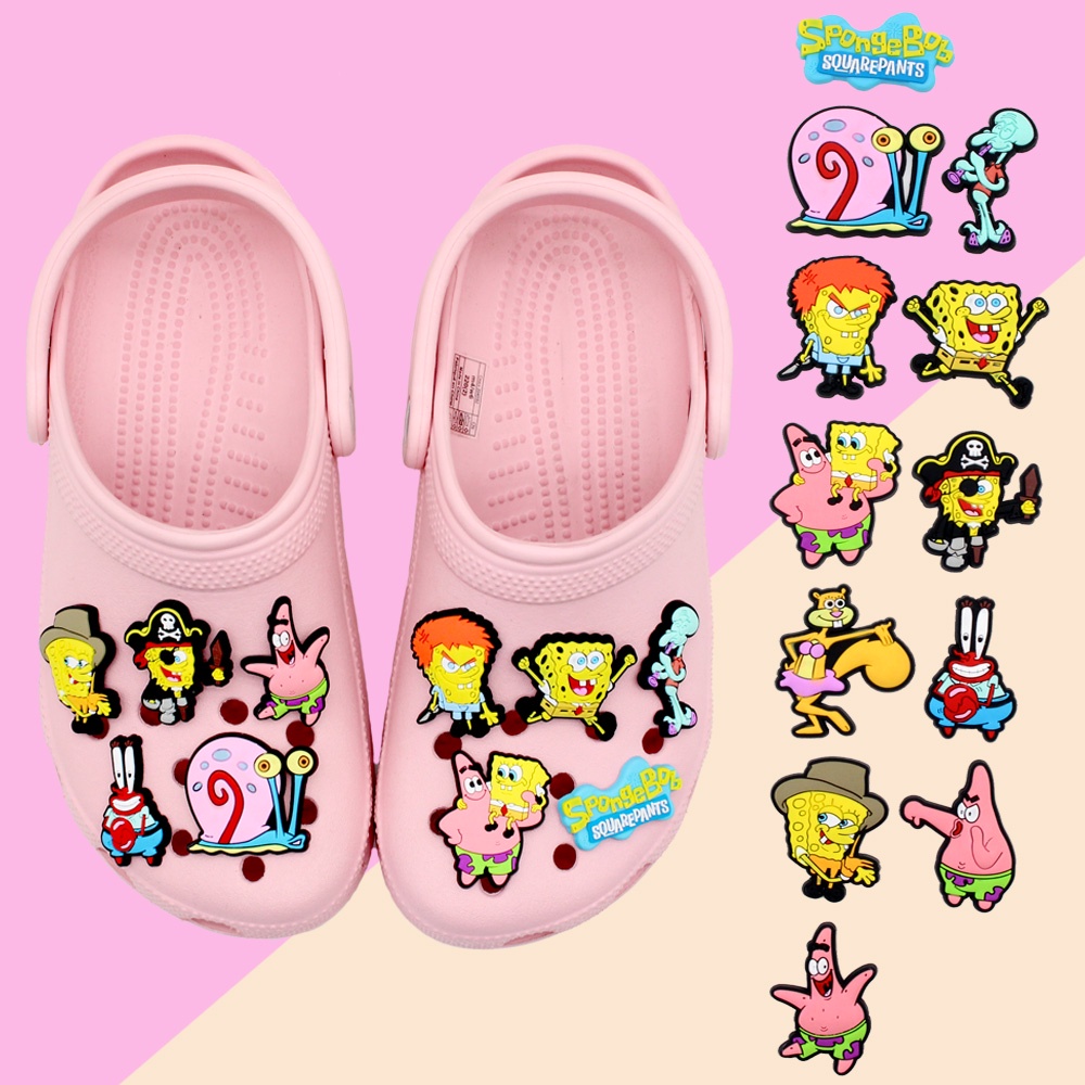 spongebob-squarepants-น่ารัก-crocs-ลายการ์ตูนอนิเมะ-jibbitz-shoe-charms-diy-ถอดได้-pvc-รองเท้าแตะ-decorate-accessories-ใช้สำหรับตกแต่งรองเท้าเด็ก