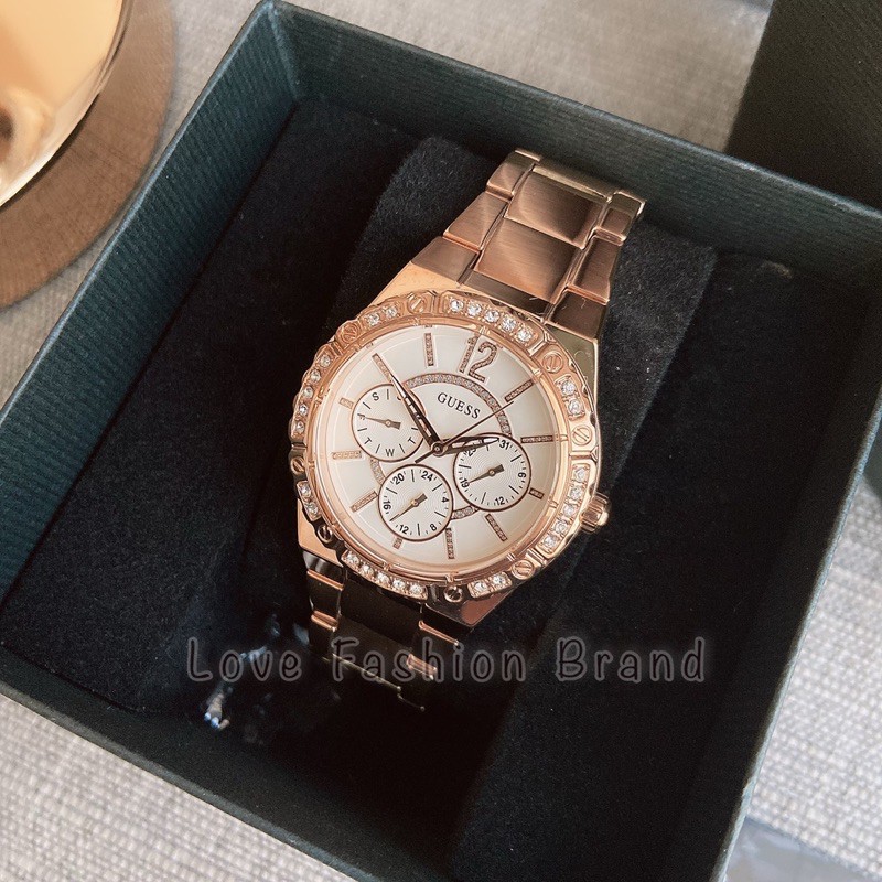 0 100 Envy Crystal White Dial Rose Gold PVD Ladies