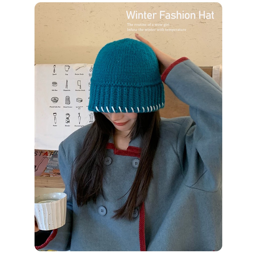 ภาพสินค้าหมวกบักเก็ต ผ้าวูลถัก แบบหนา ขนาดเล็ก ให้ความอบอุ่น เข้ากับทุกการแต่งกาย แฟชั่นฤดูหนาว สไตล์เกาหลี สําหรับผู้หญิง จากร้าน cap1023s.th บน Shopee ภาพที่ 3