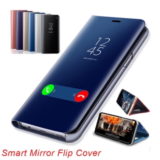 Samsung Galaxy A12 A42 5G M31 M21 A2 A01 Core A21s A21 Mirror Surface Phone Case Clear View Smart Auto Sleep Leather Hard Flip Cover Fashion Casing Stand Holder