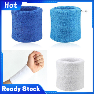 2Pcs Sports Wristband Solid Color Absorbent Cotton Breathable Quick Dry Sweatband for Tennis