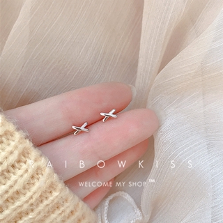 Mini S925 Sterling Silver Letter Earrings Simple Symbol Student Female Jewelry Gift