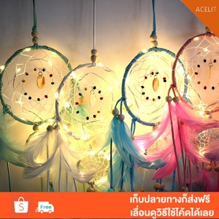 ตาข่ายดักฝันแบบมีไฟ LED สําหรับแขวนตกแต่ง