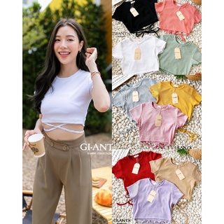 พร้อมส่ง💥เสื้อครอปคอกลม ผูกเชือก น่ารักมากก