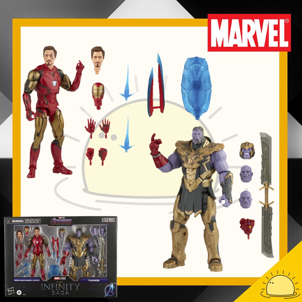 Hasbro Marvel Legends Series 6-inch Scale Action Figure Toy 2-Pack Iron Man  Mark 85 vs. Thanos, Includes Premium Design and 8 Accessories - Marvel