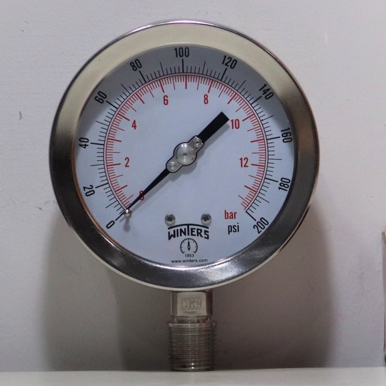 Pressure Gauge SS316 4" , 1/2" NPT , 0200 psi/bar Shopee Thailand