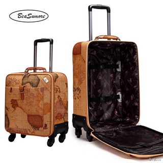 Travel Luggage Trolley Bag Leather Suitcase Map on Wheels Board Chassis  Suitcases in 16 18 20inch