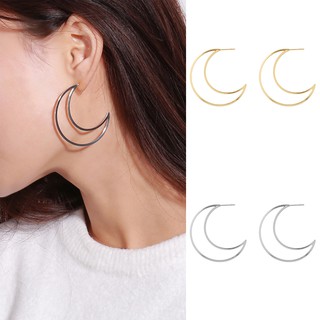 สินค้า LK❈Fashion Large Hollow Moon Stud Earrings Women Statement Wedding Jewelry Gift