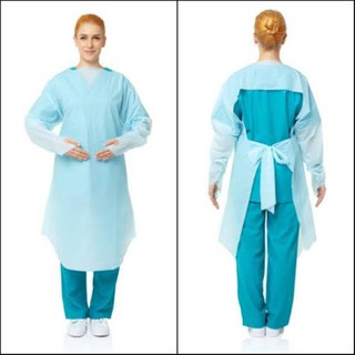 ภาพหน้าปกสินค้า10ชุดต่อแพค เสื้อกาวน์พลาสติค ( plastic gown) CPE Isolation Gown แบบนิ้วโป้งสอด ป้องกันสารคัดหลั่ง ซึ่งคุณอาจชอบสินค้านี้