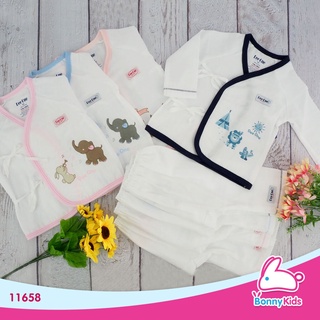 สินค้า (11658) DeeOne Baby ชุดผูกหน้าแขนยาวขายาว ผ้าสาลูอองฟอง สำหรับเด็กแรกเกิด