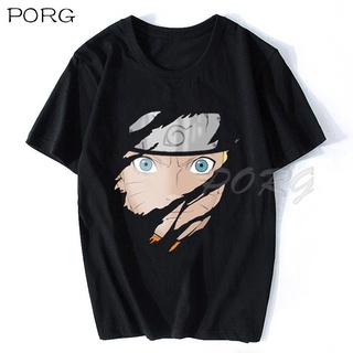 เสื้อยืดแขนสั้นลําลอง คอกลม ทรงหลวม พิมพ์ลายอนิเมะตลก Naruto Uzumaki แฟชั่นฤดูร้อน สําหรับผู้ชาย bh