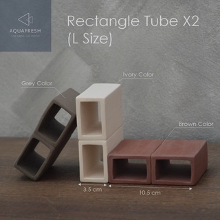 Rectangle Tube (L Size) - X2 ท่อเซรามิคสี่เหลี่ยมผืนผ้าขนาดใหญ่ ต่อติดกัน 2 ช่อง สำหรับตกแต่งตู้ปลา บ้านสัตว์เลี้ยง