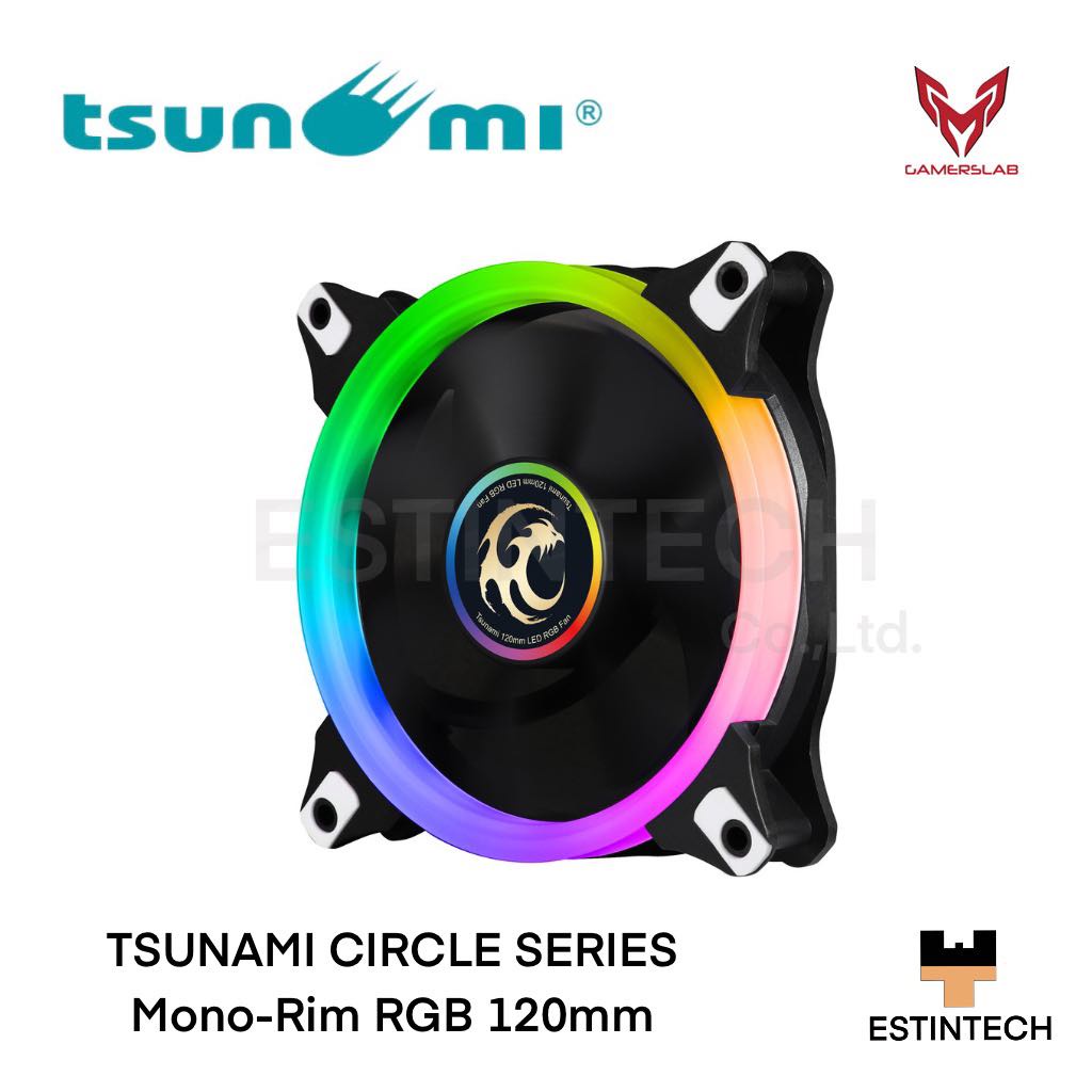 CASE FAN (พัดลมเคสคอมพิวเตอร์) Tsunami Circle Series Mono-Rim RGB 120mm ...
