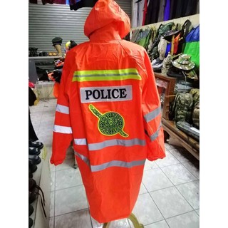 เสื้อกันฝน เสื้อกันฝนโค๊ด สีส้มจราจร เสื้อกันฝนตราตำรวจ
