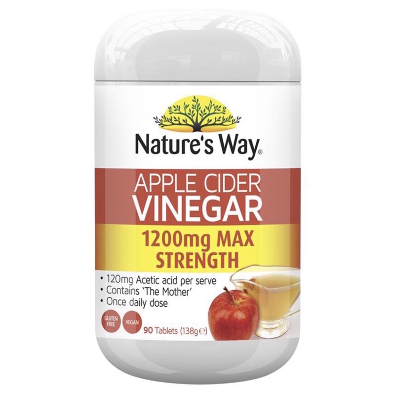natures-way-apple-cider-vinegar-1200-mg-max-strength-เนเจอร์สเวย์-แอปเปิล-ไซเดอร์-เวเนก้า-90-เม็ด