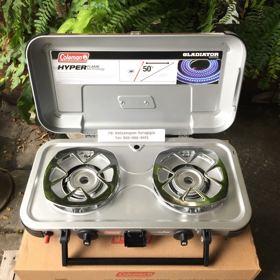 Coleman Réchaud de camping classique 3 en 1, réchaud de camping portable avec 2 brûleurs et allumage à bouton-poussoir – 20 000 BTU pour camping, hayon, barbecue, etc