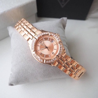 (ผ่เน0%) นาฬิกา GUESS Womens Rose Gold-Tone Stainless Steel Bracelet 37 mm U11069L1 สีโรสโกลด์