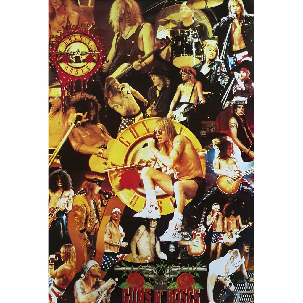 โปสเตอร์-รูปถ่าย-วง-ดนตรี-ร็อค-guns-n-roses-1985-poster-21-x30-inch-american-hard-rock-heavy-metal-v7