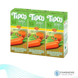 (แพ็ค 3) Tipco 100% Mixed Veggie &amp; Mixed Fruit Juice น้ำผักรวมผสมน้ำผลไม้รวม 100% ตรา ทิปโก้ 200 มล.