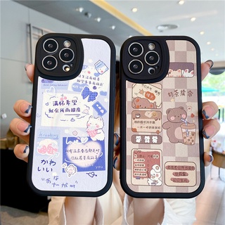 เคสโทรศัพท์มือถือหนัง ลายกระต่าย หมี ข้อความ สําหรับ OPPO A16 A3S A5 A31 A5S A12E A7 A12 F9 F11 A53 A95 A74 A54 A33 A9 2020 A15 A15S A52 A92