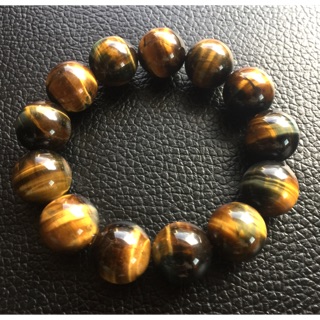 สร้อยข้อมือหิน ไทเกอร์อาย Tigers Eye เกรดA ของแท้ ขนาด 18 มม.