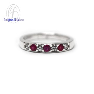 Finejewelthai แหวนทับทิม-แหวนเงิน-แหวนพลอย-ทับทิมแท้-เงินแท้-พลอยประจำเดือนเกิด/Ruby-Birthstone-Silver925-Ring - R1002rb