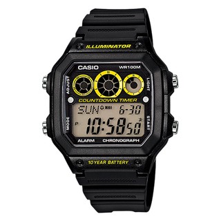 Casio Standard นาฬิกาข้อมือชาย Digital รุ่น AE-1300WH-1AV - Black/Yellow