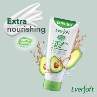 โฟมล้างหน้า เอเวอร์ซอฟท์ Eversoft Avocado &amp; Rice Bran Extra Nourishing Cleansing Foam 170g (Extra 25g