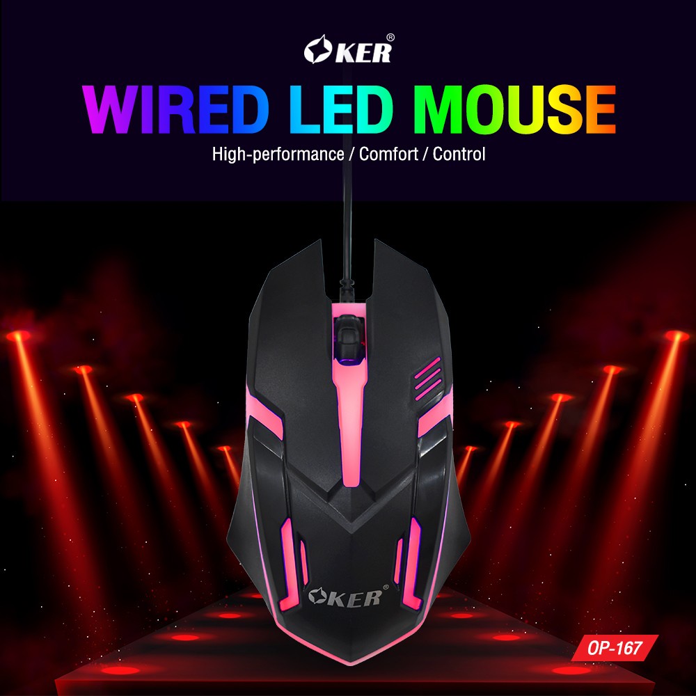 oker-wired-led-mouse-op-167-เมาส์ไฟled-เรืองแสง-เมาส์มีไฟ-เปลี่ยนสีได้-7-สี