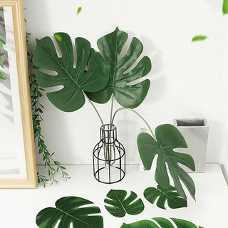 1 ชุด/6 ชิ้น monstera ใบไม้ประดิษฐ์สีเขียวสําหรับตกแต่งประดับงานปาร์ตี้