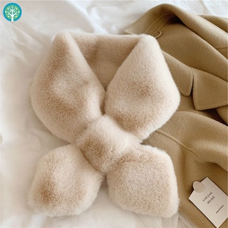 ผ้าพันคอ ผ้ากํามะหยี่ขนนิ่ม ขนกระต่ายเทียม สีพื้น ให้ความอบอุ่น แฟชั่นฤดูหนาว สําหรับสุภาพสตร