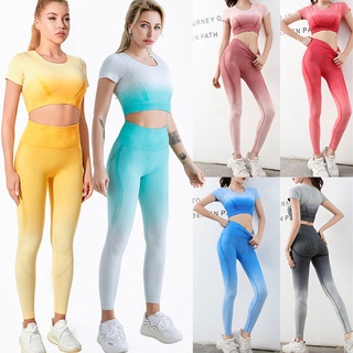 Women Quick Drying Yoga 2pcs Set Sweat-absorbent Fitness Sportswear Running Yoga Sportwear