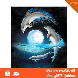 ภาพวาดปักครอสติก 5 D รูปโลมาสําหรับตกแต่งบ้าน