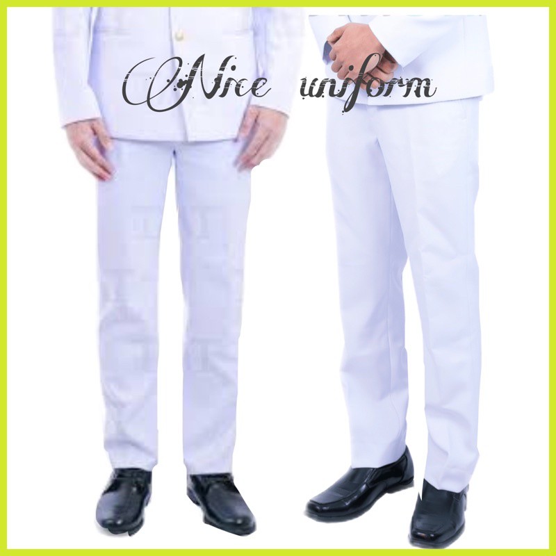 ภาพหน้าปกสินค้าชุดปกติขาวชาย (เฉพาะกางเกงเดี่ยวตัวเดียว) กางเกงพยาบาลชาย ผ้าวาเลนติโน่ สีขาวโอโม่