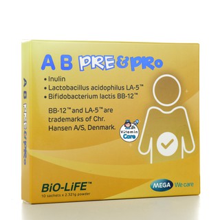 ภาพหน้าปกสินค้าExp.5/24 (10 ซอง) A B Pre&Pro Mega We Care เอ บี พรีแอนด์โพร พรีไบโอติก โพรไบโอติก ปรับสมดุลลำไส้ ท้องเสีย ท้องผูก ที่เกี่ยวข้อง