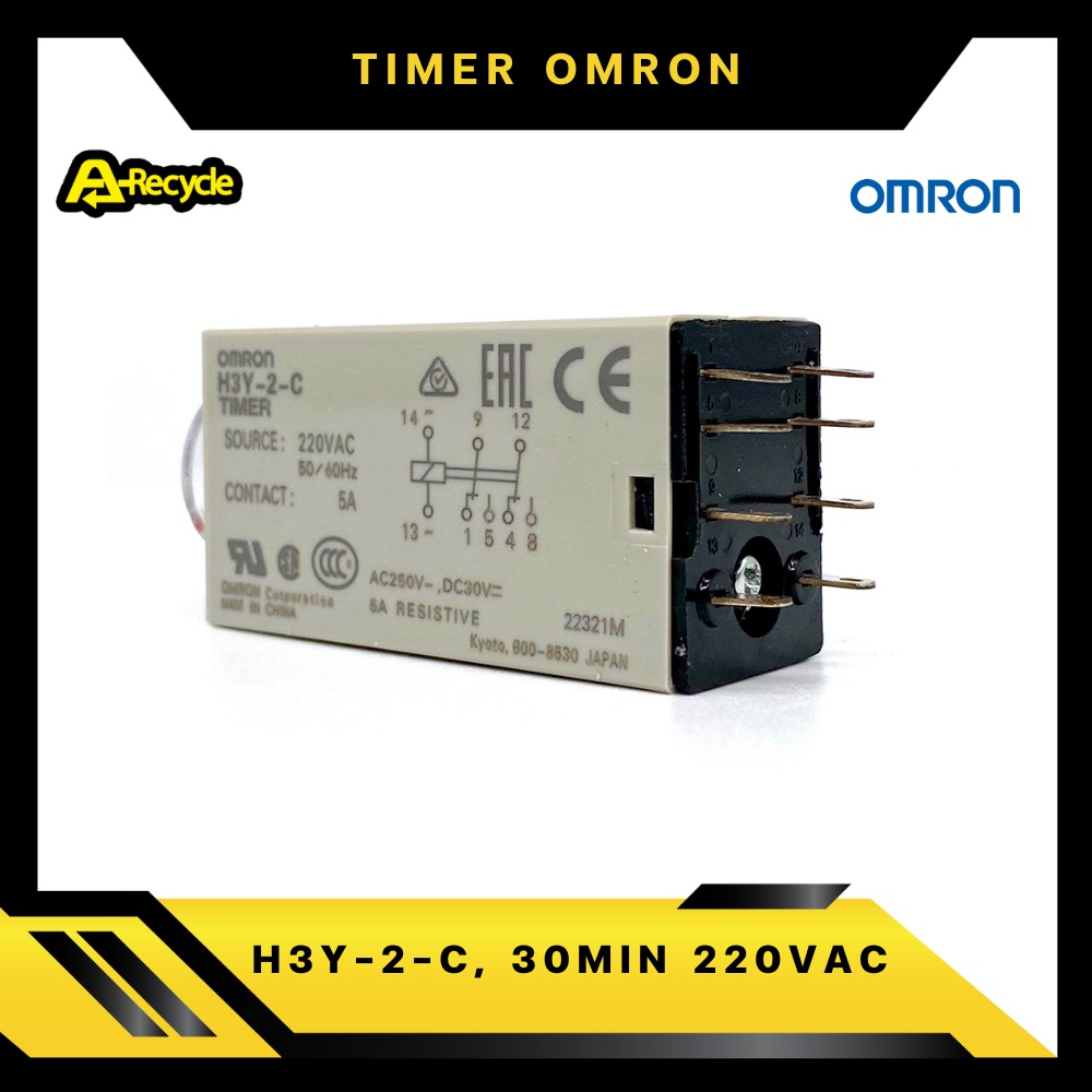 omron-h3y-2-c-30min-220vac-timer-relay-omron-2-contact-8-ขา