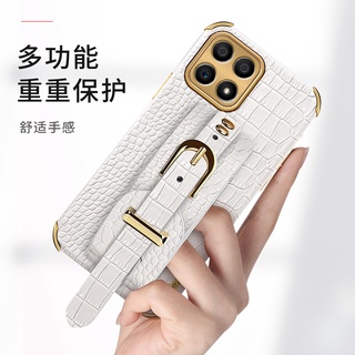 เคสโทรศัพท์ Huawei Nova 9 SE 8i 8 P50 Pro Honor X9 X8 50 Lite 5G 4G 2022 New Phone Case Plating Crocodile Leather PU Back Cover with Wristband Anti-drop Handphone Casing เคส Nova9SE Nova9 9SE