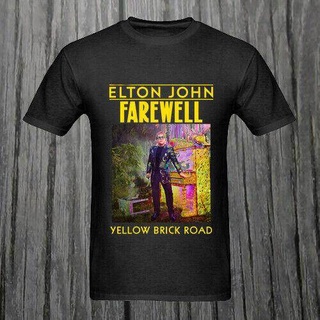 เสื้อยืดผ้าฝ้ายCOTTON Elton John อำลาสีเหลือง Brick Road คอนเสิร์ตทัวร์ 2019 เสื้อผู้ชายเสื้อยืด PLUS ขนาดคลาสสิก sportw