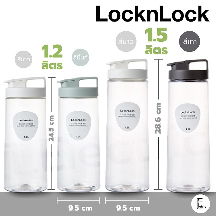 ภาพหน้าปกสินค้าLocknLock กระบอกน้ำ ขวดน้ำมินิมอลมีหูจับ Easy Grip Water Bottle 1.2 ลิตร HAP813 / 1.5 L. HAP814 ขวดน้ำพกพา