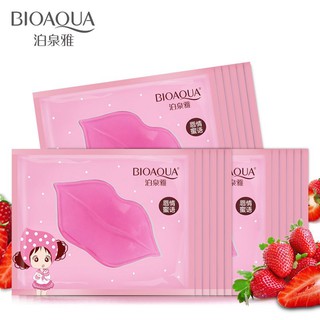 BIOAQUA แผ่นมาร์ค​ปากชมพู มีคลิสตรัสคลอลาเจนและวิตตามิน บำรุงริมฝีปากให้ชุ่มชื้น