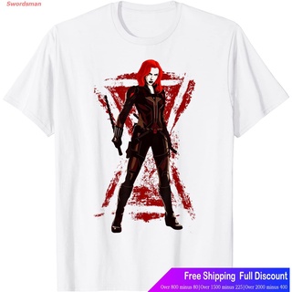 ผ้าฝ้าย 100%เสื้อยืดกีฬา Marvel Black Widow Painted Logo Portrait T-Shirt Short sleeve T-shirtsS-3XL