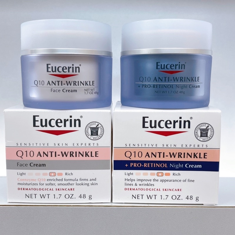 Eucerin Q10 AntiWrinkle Face Creme 48g. Day & Night ครีมเพิ่มความชุ่ม