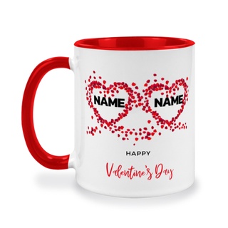 แก้วเซรามิคสกรีนสำหรับวันวาเลนไทน์, happy valentine day, พิมพ์ชื่อคุณและคนรักของคุณลงในแก้วเซรามิค,สำหรับเป็นของขวัญ