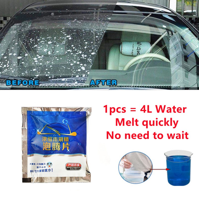 2-ชิ้นทำความสะอาดกระจกหน้ารถยนต์แผ่นฟู่เม็ดน้ำยาทำความสะอาดของแข็ง-universal-car-glass-water-deduster