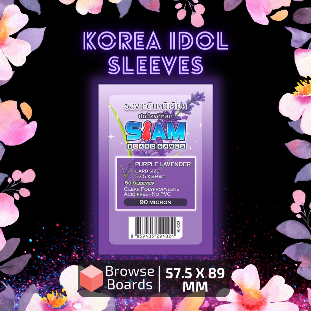 ของแท้-พร้อมส่ง-ซองใส่การ์ด-เกาหลี-90m-purple-lavender-ขนาด-57-5-89-มม-1-แพ็ค-50-ใบ