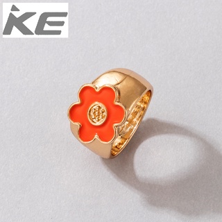 Trendy Jewelry Candy Color Flower Drip Ring Colorful Geometric Single Ring for girls for women