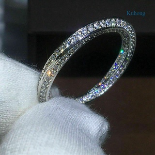 สินค้า Kuhong แหวนแต่งงานเงินแท้ 925 5A Cubic Zirconia แฟชั่นสไตล์วินเทจ
